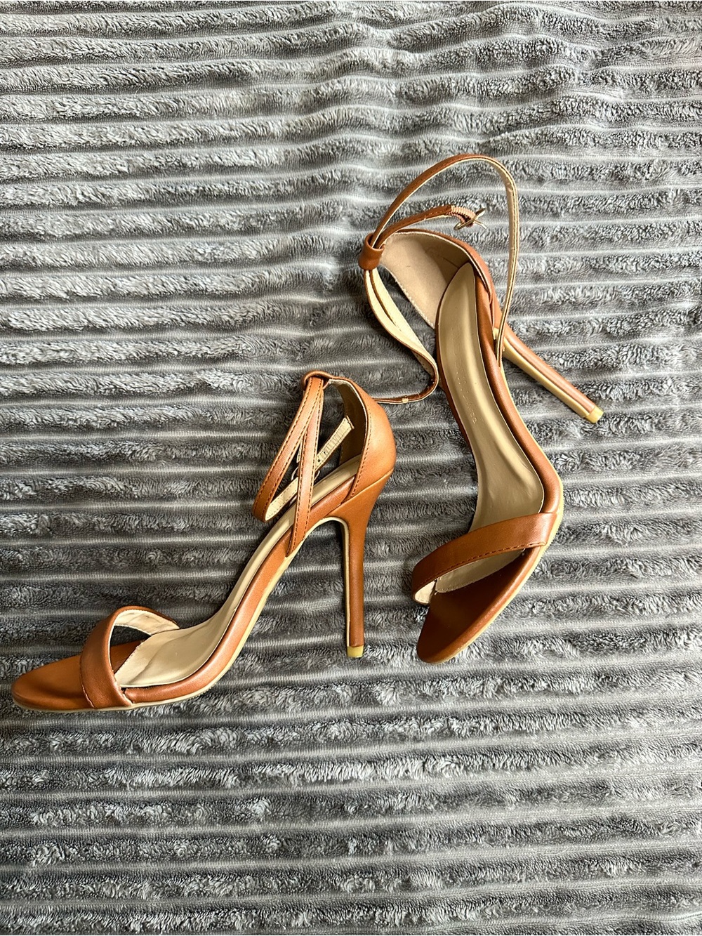 Wild Diva Tan Strappy Stiletto Sandals
